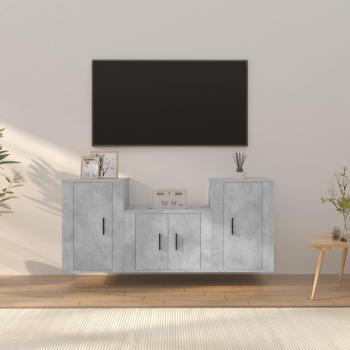Set de muebles de TV 3 piezas madera contrachapada gris hormigón vidaXL