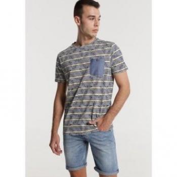 SIX VALVES - Camiseta Rayas con hojas - Confort