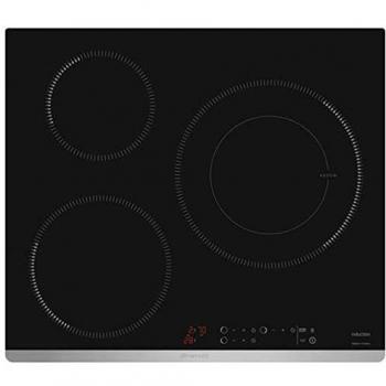 Placa de Inducción Brandt BPI1639KX 60cm 3 Fuegos 7400W Negra con Controles Sensitivos