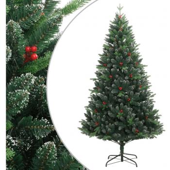 vidaXL Artificial Hinged Christmas Tree with Red Berries 150 cm
