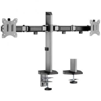 Soporte de Escritorio para Doble Monitor My Wall HL50-2L 17-32 Pulgadas Inclinable y Giratorio Color Plateado y Negro