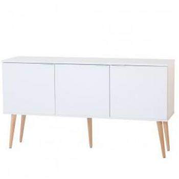 Aparador Armario de Comedor Serie Roncesvalles 2489 Topkit de 3 Puertas en Color Blanco, Medidas 76x140x37