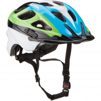 Alpina Unisex – Niños Bicicleta Casco Rocky, todo el año, infantil, color Black/Blue/Green, tamaño 52-57