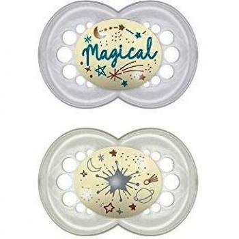 MAM Original Night Silicone Pacifier, 16+ Months, Double Pack, Glow-in-the-Dark