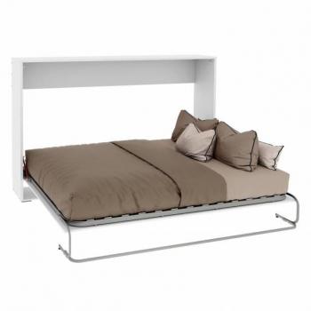 Cama Plegable Abatible Horizontal Juvenil Color Blanco Mate 135x190 cm para Dormitorio e Invitados
