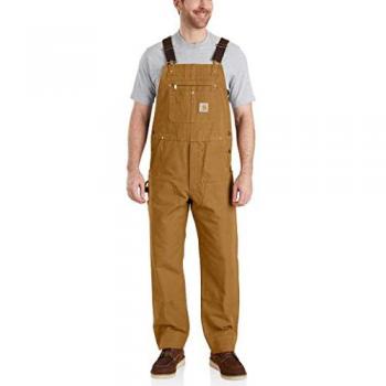 Carhartt Mono Logo Bib Overall Marrón Corte Ligeramente Holgado Algodón De Lona Hombre W48 / L32
