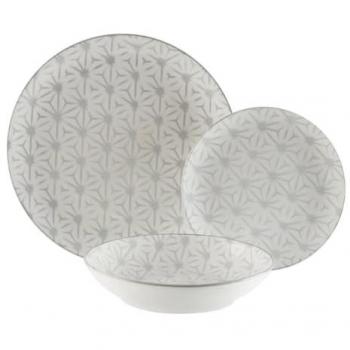 Vajilla Versa Rombo Trico Gris 18 Piezas Porcelana