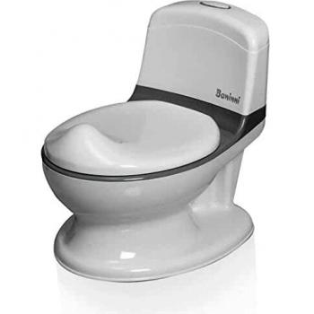 Baninni Orinal de Aprendizaje con Sonido Pippe Gris y Blanco Taza WC Baño Inodoro Recipiente Interior
