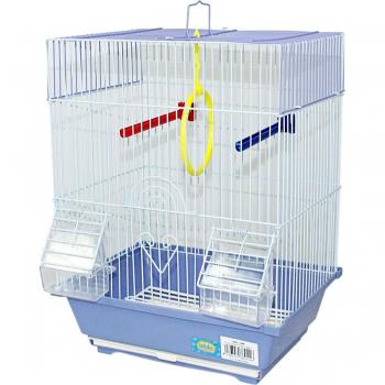 Jaula para pájaros con comederos, palos y columpios 30*23*39cm azul