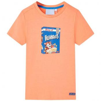 Camiseta de manga corta infantil naranja neón 140