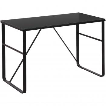 HOMCOM Escritorio Mesa de Ordenador 120x60x74,5 cm con Tablero de Vidrio Templado y Patas de Metal Carga 80 kg para Oficina Estudio Dormitorio Negro