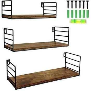Amazon Brand - Umi Estantes flotantes rústicos con Montaje en la Pared para Salas de Estar, cocinas u oficinas, Set de 3