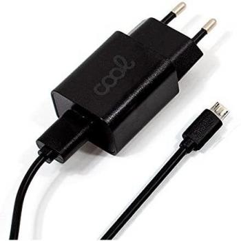 Cargador Red Conector Micro-USB Cool Universal 2.1Amp Kit 2 En 1 Negro