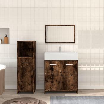 Set de Muebles de Baño 3 Pzas Madera Contrachapada Roble Ahumado