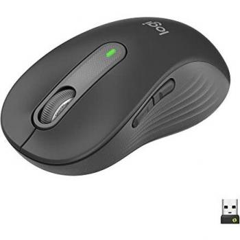 Logitech Ratón inalámbrico Signature M650 L Full Size - para manos grandes, batería - 2 años, clics silenciosos, botones laterales personalizables, Bluetooth, Compatibilidad multidispositivo - Negro