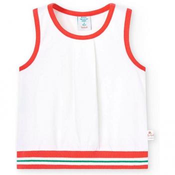 Camiseta de niña sin mangas con cintura de canalé