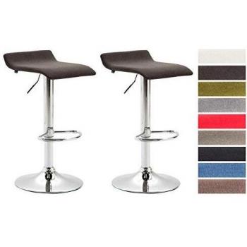 Set de 2 Taburetes de Bar Dyn V2 en Tela Gris Oscuro, Ajustables en Altura y Giratorios con Apoyapies
