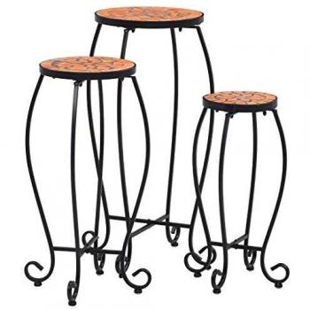 vidaXL Mosaic Tables Set of 3 - Terracotta Ceramic