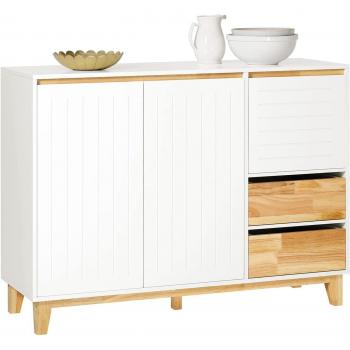 Aparador de Cocina Recibidor Buffet SoBuy FSB75-WN con 3 Puertas y 2 Cajones, dimensiones 120 x 40 x 90 cm, color Blanco
