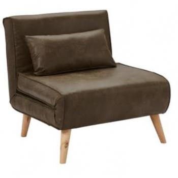 Sillón-Cama Convertible POSIO de Microfibra Envejecida - Marrón
