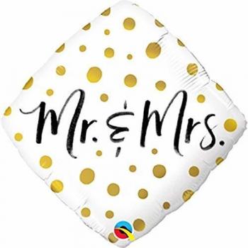 Qualatex 57334 Mr & Mrs Gold Dots 46cm Foil Balloon