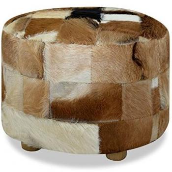 Round Genuine Leather Pouf 50x50x45 cm