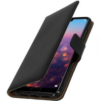 Funda billetera de cuero negro con función soporte para Huawei P20 Pro