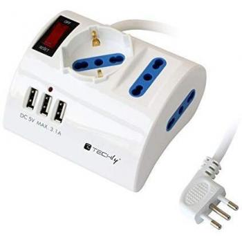 Multipresa de Mesa 3 Salidas con Puertos USB