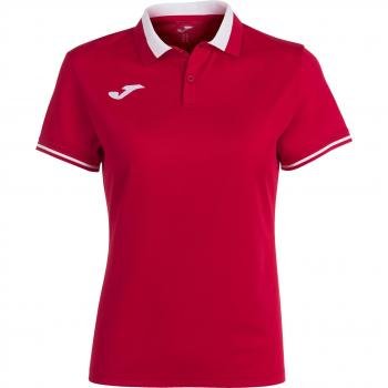 Polo de fútbol Joma Championship VI mujer rojo y blanco, manga corta