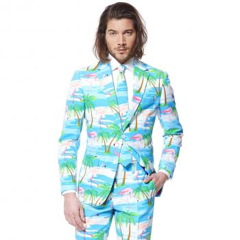 OppoSuits Men's Light Blue Flamingo Carnival Suit