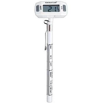 KitchenCraft Termómetro Sonda de Cocina Digital con Pantalla LCD, 12,5 cm, Blanco