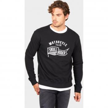 Sudadera de hombre Motorcycle Team en color negro de cuello redondo