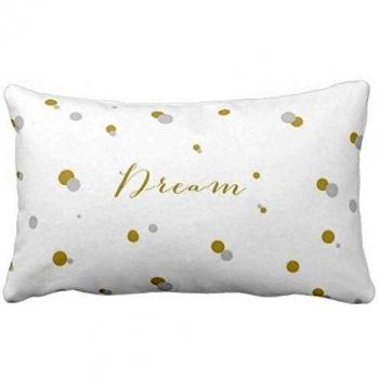 zp Shine la simple y aleatoria Polkadots Amarillo y Blanco Funda de almohada Home, decoración cojín