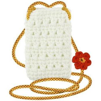 Bandolera para Smartphone Tejido a Mano con Patrón de Flores Serie FlowerWeave Blanca