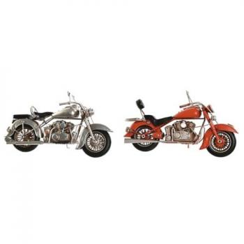 Figura Decorativa Moto Vintage Gris Naranja Home ESPRIT 27 x 11 x 15 cm (2 Unidades)