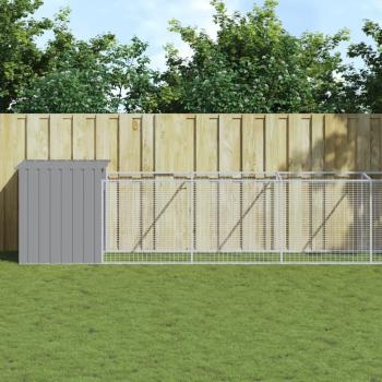 vidaXL Dog House with Run Light Grey 110x81.3x110 cm Galvanised Steel