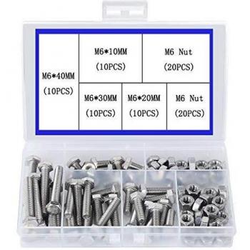 newlng M6 Esquina Exterior Perno Hexagonal 304 Acero Inoxidable Juego de Tornillos Industria de La Maquinaria Tornillos Hexagonales Mecánicos y Tuercas 80pcs