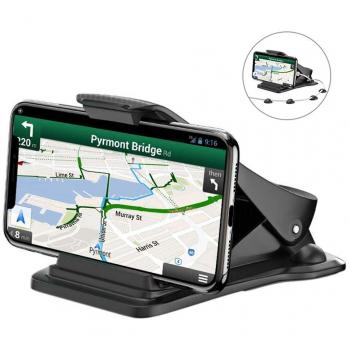 Bovon Soporte Móvil Coche, Soporte Teléfono y GPS para Ahorrar Espacio con 5 Clips para el Cable para iPhone XS Max XR 8 Plus 7 6S Samsung S9 Plus S8, Sin Bloqueo de Visión para Una Conducción Segura