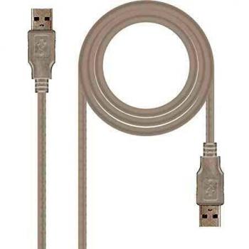 NanoCable 10.01.0303 - Cable USB 2.0, tipo A/M-A/M, macho-macho Beige, 2mts