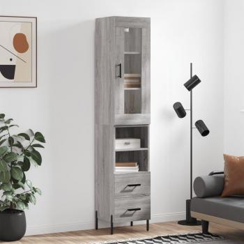 Aparador alto de madera contrachapada gris Sonoma 34,5x34x180 cm