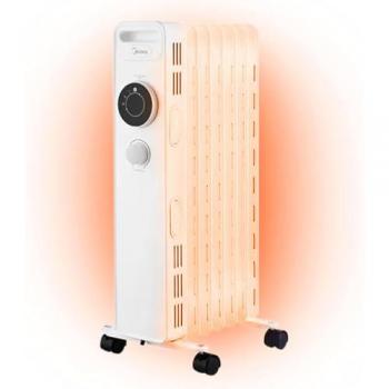Radiador Eléctrico de Aceite MIDEA 1500W – Calefacción Eficiente Bajo Consumo con 7 Elementos, 3 Niveles de Potencia, Termostato Ajustable y Protección de Sobre