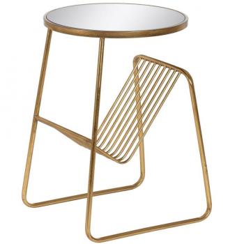 Mesita Auxiliar Dorado Hierro Espejo 48,5 x 43,5 x 66 cm