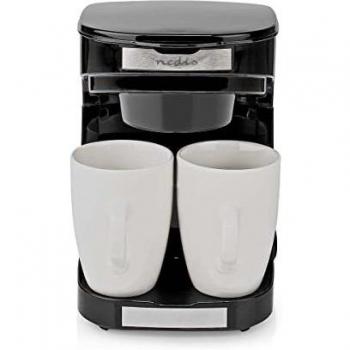 Cafetera Nedis 2 Tazas 0.25L con Filtro Reutilizable y Función de Calentamiento, Negra