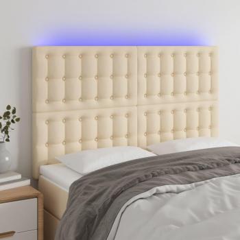 Cabecero LED Crema 144x5x111/128 cm Tela con luces led, dimensiones 144 cm de ancho, 5 cm de grosor y altura ajustable entre 111 y 128 cm