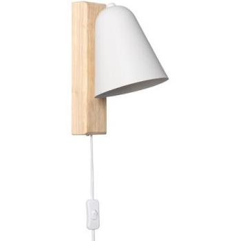 Lámpara de Pared Mysen Blanco de Madera y Metal para Decoración de Salón, Habitación y Dormitorio