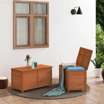 Baúl para cojines de exterior marrón 100x50x56 cm de madera maciza de abeto