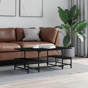 Mesa de centro de madera contrachapada 100x50,5x40 cm en color negro, roble sonoma y roble ahumado, ideal para salón o comedor, también como mesa auxiliar o de café