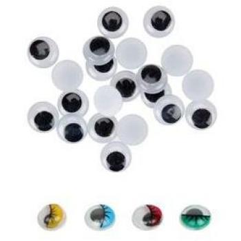 Pack de 60 Ojos Móviles Adhesivos Negros 18mm