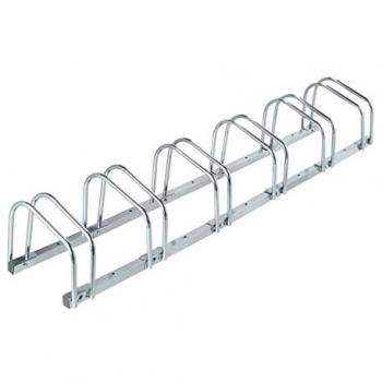 Soporte de Bicicletas de Suelo Metálico para 6 Bicis, Ancho de Neumático hasta 60 mm, Plateado, Acero, Ideal para Garaje