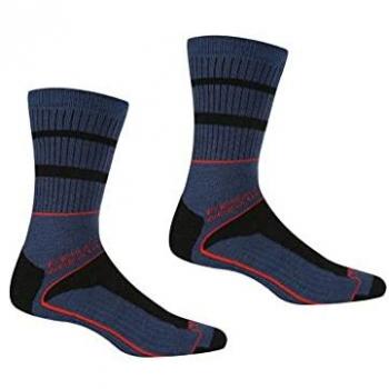 Regatta Samaris 3 Season Walking Socks - Dark Denim/Cajun Orange, Size UK6-8